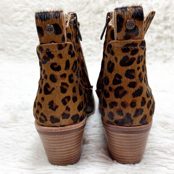 UGG Kingsburg Leopard Ankle Boot Bootie Block Heel Size 6 - Picture 7 of 8